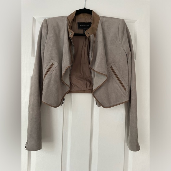 BCBGMaxAzria Jackets & Blazers - BCBG Suede Beige Cropped Jacket
